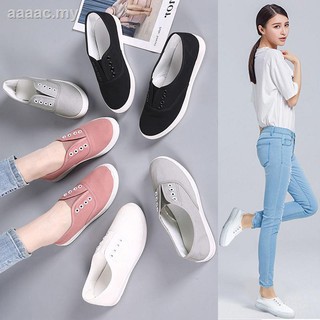 Small white shoes women's canvas wild flat