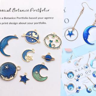 ✿Inf✿24 Pcs/pack DIY Jewelry Drop Oil Alloy Small Pendant Bracelet Necklace Moon Star Shape Pendants