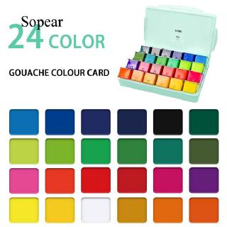Sopear 24 Colors Gouache Paint Set Jelly Cup Design Non Toxic Paint with Palette for Kids Students Beginner Watercolor Painting Supplies