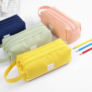 The Student Stationery Box Pencil Case New Korean Style Double Zip Fabric Pencil Case Back To School College Make Up Bag