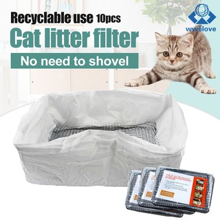 10 Pcs Reusable Cat Feces Filter Net Cats Sifting Litter Tray Liners Elastic Litter Box Liners