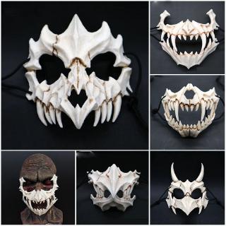 New Halloween Cosplay Resin Mask Dragon God Yasha Mask 2D Horror Animal Theme Party Animal Skull Face Mask Masquerade Scary Mask