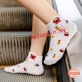 Limit Time🔥🔥ELMO Sesame Street Funny Interesting Women Heelpiece Eye Emoji Cotton Ankle Socks (1)