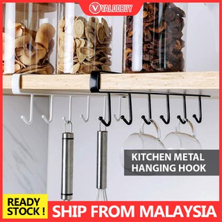 6 Hooks Kitchen Storage Metal Rack Cupboard Sundries Hanging Hook Shelf