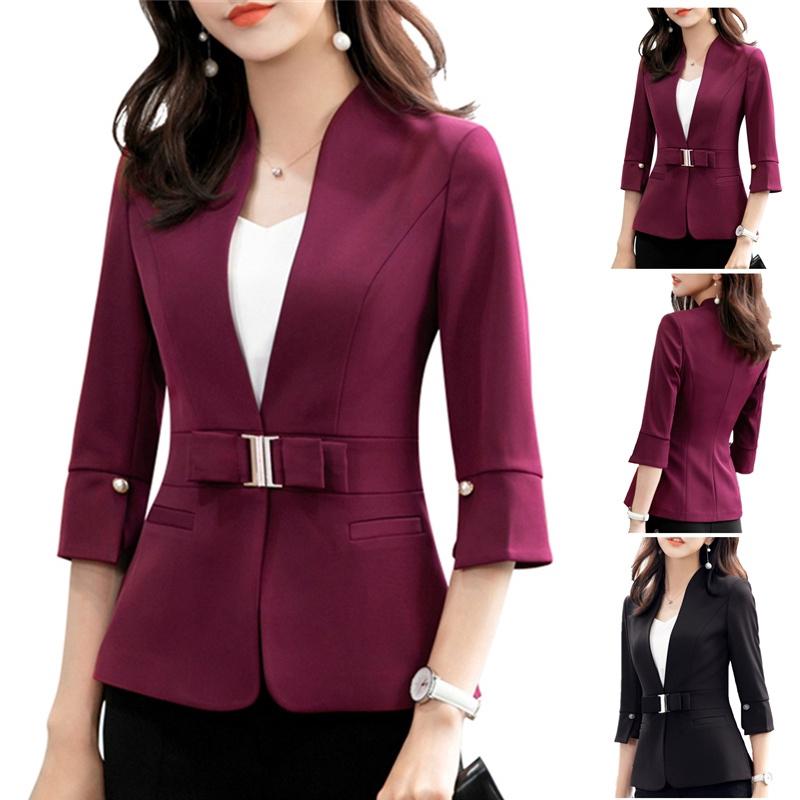 S-3XL Fashion Womens Blazer Jacket Slim Formal Office Suit Jacket Work Wear Plus Size Spring Autumn