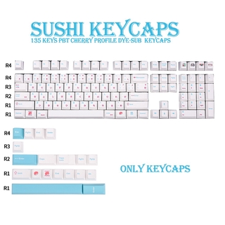 PBT Keycap 135 Keys Cherry Profile DYE-SUB Personalized Sushi Keycaps For Mechanical Keyboard 61 64 84 108 Layout