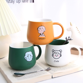 Minimalist Creative Mug Cute Couple Coffee Cup Student Office Home Anti-Scald Ceramic Cup with Handle