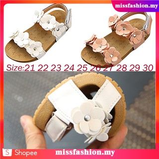 (13.5-18cm) Girl Sandals Floral Sole Princess Sandals Shoes Beach