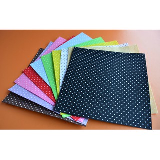 10 Printed Polka Dots Felt Sheets 30 x 30cm 100% Polyester Nonwoven Felt Fabric