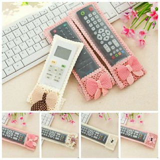 ♛ 3 Sizes ♛TV Remote Control Case Air Condition Control Cover Textile Protective Bag TV Air Condition Protector Fabric Bowknot