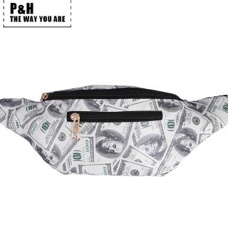 Funny Dollar Pattern Leather Fanny Pack Fashion Women Waist Bag Men Belt Bag Designer Fannie Packs Characters Bum Bags