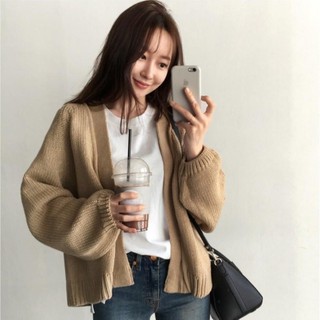 Ready Stock Korean Knitted Cardigan Loose Long sleeve Sweater Women Outerwear