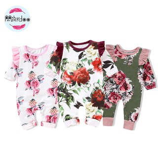 Baju Baby Clothes baju baby girl Romper Long-Sleeved Floral Butterfly Sleeves Romper Jumpsuit 0-18M Toddler Baby Girl Clothes (1)
