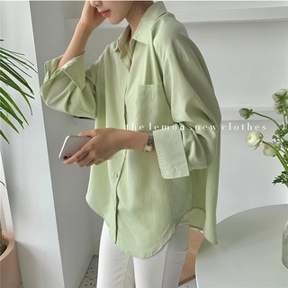 Korean Style Women Ladies Loose Long Sleeve Shirt Blouse Baju Baju Wanita Lengan Panjang New Ready Stock