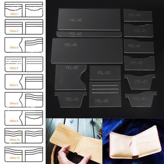 ✨limy✨13x New Clear Acrylic Wallet Pattern Stencil Template Set Leather Craft DIY Tool