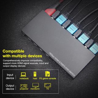 HDMI KVM Switch 4 in 1 Out HDMI Switcher USB Hub Connect Switch