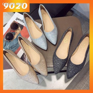 Glitter flat pointed women's shoes wild fashion peas