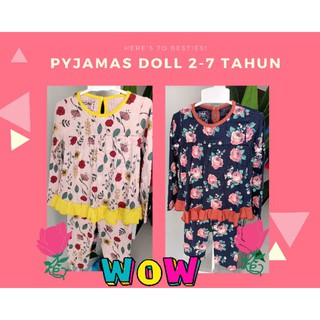 Pyjamas Doll Flower For kids Girl (2-7Tahun) baju kanak-kanak perempuan murah (1)