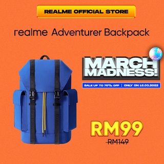 realme Adventurer Backpack (Blue) - IPX4 Water Resistant l 10kg Load-bearing Shoulder Straps l 32L Large Capacity