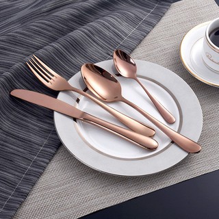 Reday stock💝 4 in 1 Stainless Steel Cutlery Set Black Rose Gold Knife Fork Spoon Reusable Metal Cutlery Set