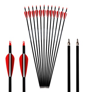 12pc 30" mixed carbon arrow sp500 for compound/recurve bow Red and white