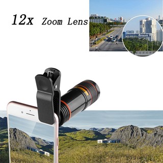 Phone Camera Len 12X Zoom Clip-on Telescope Cell Phone for iPhone Samsung Galaxy