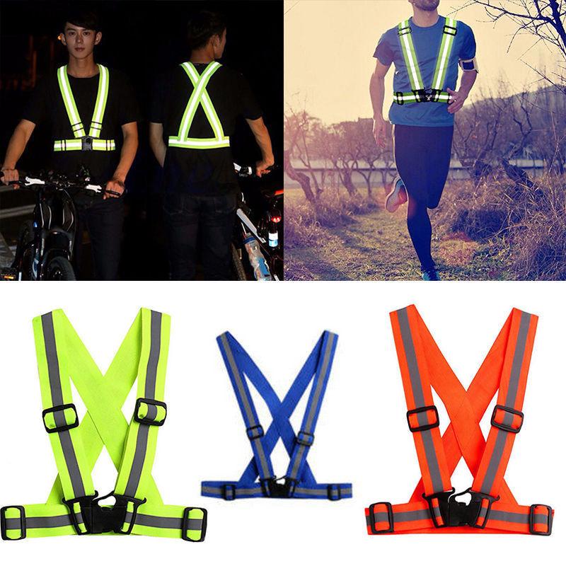 Adjustable Safety Security High Visibility Reflective Vest Jacket Night Running