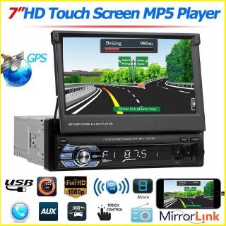 1DIN 7" HD Car Stereo audio Radio Bluetooth Retractable Touch Screen Monitor MP5 SD FM USB Player Rear View Camera (1)