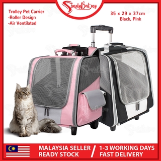 SIMPLYBEST Pet Trolley Bag Carrier Cat Dog Backpack Shoulder Trolley Wheel Support Designed for Travel and Outdoor Use