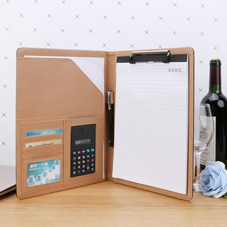 A4 Leather Conference File Folder Document Manager Organizer With Calculator