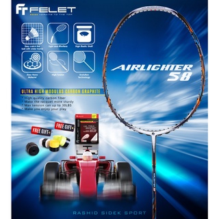 Felet Airlighter 58 Ultra Light 58g 9u Racket Badminton Racket Raket Badminton Original Racquet Badminton