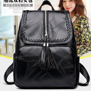 Trendy Fashion Leather Tasseled Backpack Women Travel Out Backpack