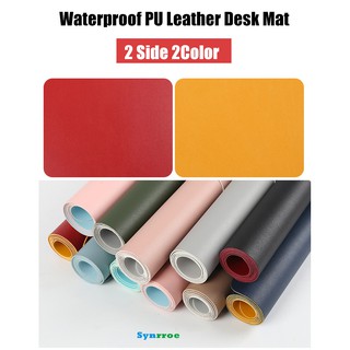 2 Color Ultra Thin Waterproof PU Leather LaptopMouse Pad, Dual Use Desk Mat Office Desk Pad 2 side