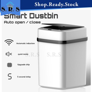 SRS_Automatic Touchless Motion Sensor Electronic Dustbin Anti Odor Wide Open Kitchen Garbage Bag Rubbish Bin Trash Can