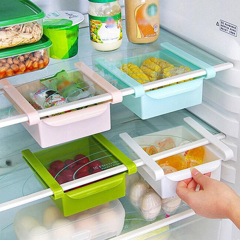 Kitchen Fridge Freezer Space Saver Organizer Storage Rack Shelf Drawer