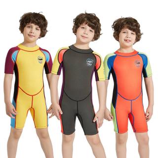 Kids Wetsuit for Youth Boys 2.5mm Neoprene Thermal Wet Suits Swimsuit one peice Short Sleeve Swimwear for Diving Surfing
