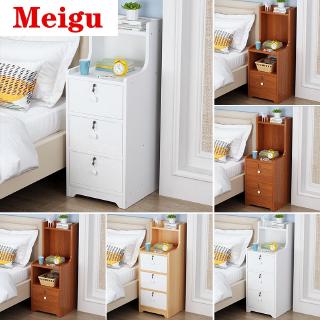 🌟Ready Stock🌟 Bedside Table Ultra Narrow 20/25/30cm Storage Cabinet Simple Modern Mini Bedroom With Lock Three Drawer Bedside Cabinet Best Quality