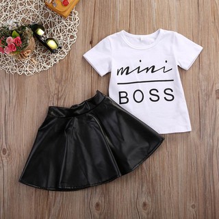Baby Girls Short Sleeve T-shirt Tops +Skirt Set (1)