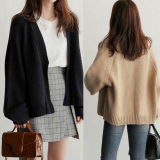 Loose Style Long-sleeved Knit Cardigan Fashion Casual Solid Color Women's Sweater