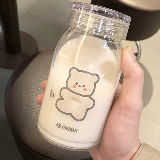 Thermal Thermal Bottle Living 水杯，Ins Style, Internet Celebrity, Cute, Bear Glass, Cartoon, Thickened Heat-resistant Water Cup, Korean Style, Male and Female Student Couple Cupins风格，网红，可爱，熊熊玻璃杯，卡通，加厚耐热水杯，韩式，男女学生情侣随手杯