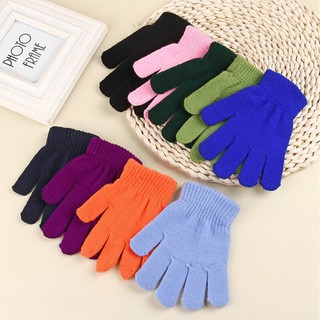Artisticea 1Pair Children Glove Girls Boys Kid Stretchy Knitted Winter Warm Pick Gloves Mixed Color Knitted Gloves