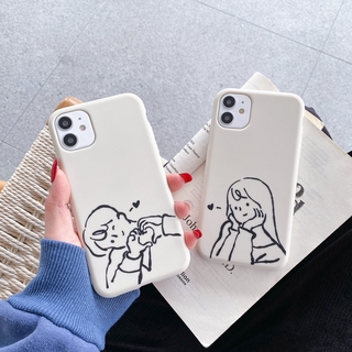 READY STOCK! White Couple Love IPhone6 7Plus 8Plus XS 11 Pro Max 12 Soft Phone Case Cover