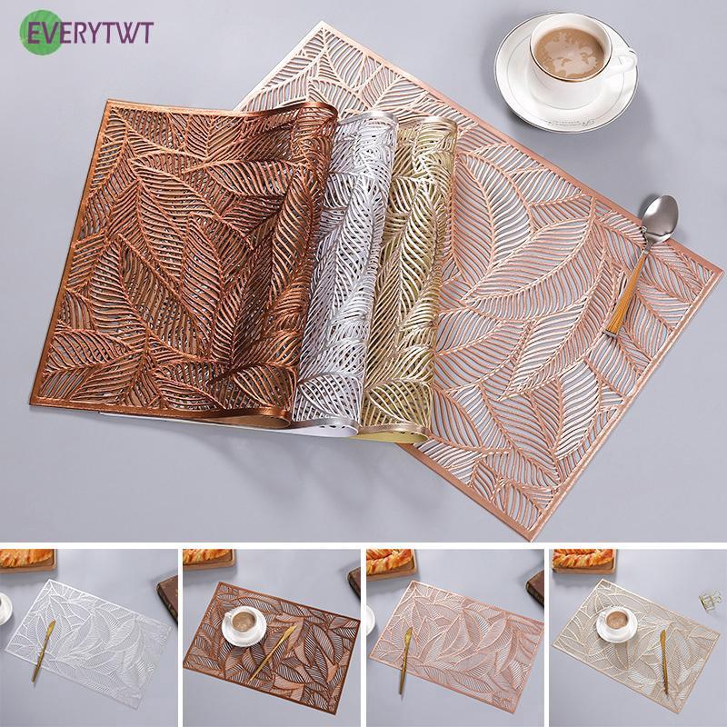 EVER🌺~PVC Anti-slip Heat Insulated Leaves Placemat Mat Pad Family Party Wedding Decoration