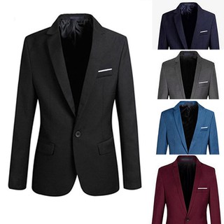 Men Fashion Slim Fit Formal One Button Suit Blazer