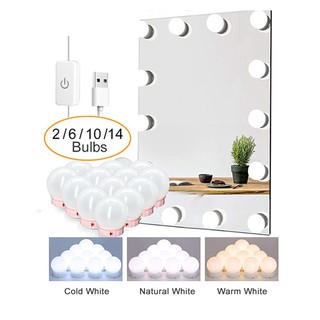 3 Colour Makeup Mirror LED Light Bulb White & Pink Dimmable Hollywood Vanity String Light 2/6/10/14pcs Dressing table light Lamp with Sticker