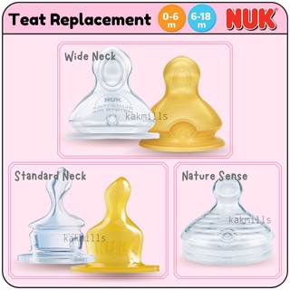NUK Teat Replacement For All Nuk Bottle 2pcs | Wide Neck Bottle | Standard Neck (Classic Bottle) | Nature Sense Bottle
