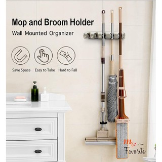 Handy Wall Mount 5-Position Magic Mop and Broom Holder