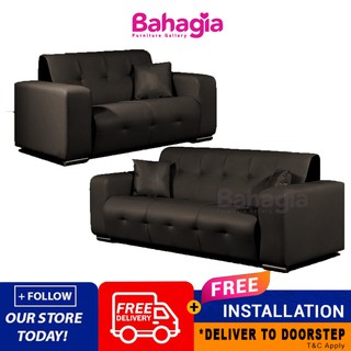 Bahagia Brown Modern 2+3 Seater Sofa Set With 3 Pillow [Free Installation]