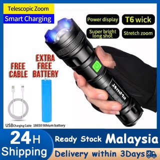 Lyu Outdoor Flashlight LED Torchlight Super Bright 3 Modes Zoomable Waterproof Torch light Rechargeable Lampu Suluh