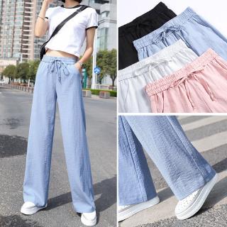 Fashion Korean Women Casual Trousers High Waist Loose Wide-leg Pants Plus Size S-4XL